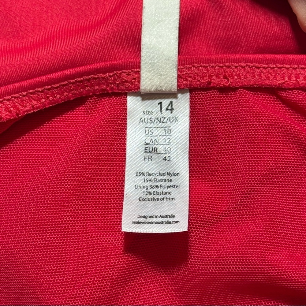 🌻 Sea Level Australia Eco Essentials Square Neck Red One-Piece Swimsuit size 14 - Picture 8 of 15